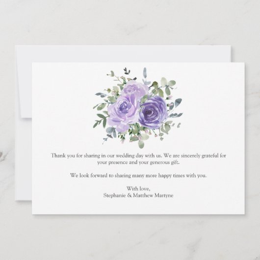 Lila Eukalyptus Botanische Hochzeit Dankeskarte (Rückseite)