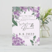 Lila Eukalyptus Botanisches Elegantes und Einfache Einladung (Stehend Vorderseite)