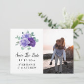 Lila Eukalyptus Botanisches Foto Hochzeit Save The Date (Stehend Vorderseite)