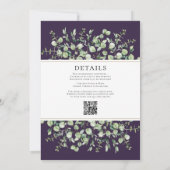 Lila Eukalyptus in einer Hochzeit Einladung (Rückseite)
