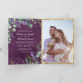 Lila Eukalyptus Violette Foto QR Code Hochzeit Einladung (Innenseite)