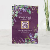 Lila Eukalyptus Violette Foto QR Code Hochzeit Einladung (Rückseite)