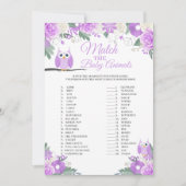 Lila Eule-Blüte passt zur Spielkarte Kindertiere Einladung (Vorderseite)