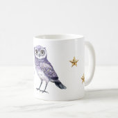 Lila Eule Goldsterne Kaffeetasse (VorderseiteRechts)