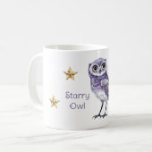 Lila Eule Goldsterne Kaffeetasse (Vorderseite Links)