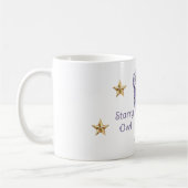 Lila Eule Goldsterne Kaffeetasse (Links)