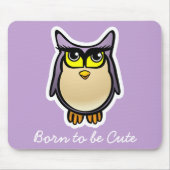 Lila Eule mit großem Eyelashes-Cartoon Mousepad (Vorne)