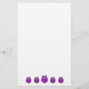 Lila Eulen-Design Briefpapier