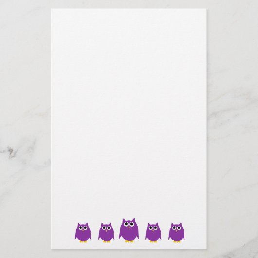 Lila Eulen-Design Briefpapier (Vorderseite)