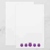 Lila Eulen-Design Briefpapier (Vorne/Hinten)