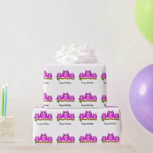 Lila Eulen Design Geburtstagsgeschenk Geschenkpapier