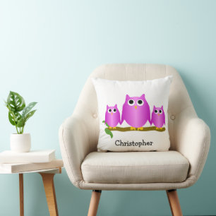 Lila Eulen Design Individuell Gestaltet Kissen