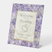 Lila Euphoria Amethyst Gemstone Hochzeit Sockelschild (Vorderseite)