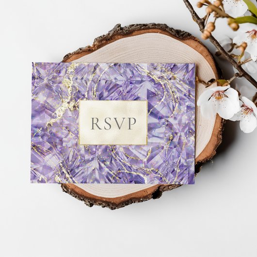 Lila Euphoria Amethyst Gemstone Wedding RSVP Einladungspostkarte