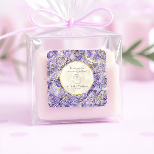 Lila Euphorie Amethyst Gemstone Illusion Wedding Quadratischer Aufkleber