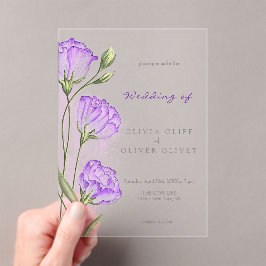 Lila Eustomas Hochzeit Acryleinladungen