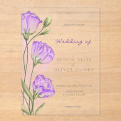 Lila Eustomas Hochzeit Acryleinladungen (Vorderseite)