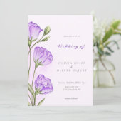 Lila Eustomas Hochzeit Einladung (Stehend Vorderseite)