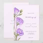 Lila Eustomas Hochzeit Einladung (Vorne/Hinten)
