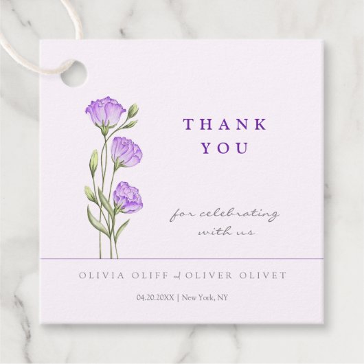 Lila Eustomas Wedding Vielen Dank Geschenkanhänger (Vorderseite)