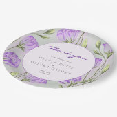 Lila Eustomas Wedding Vielen Dank Pappteller (Schrägansicht)