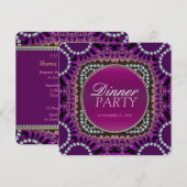 Lila Exotic Eastern Dinner Party Einladung (Vorne/Hinten)
