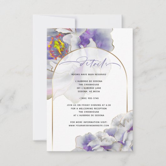 Lila Exotic Floral Details Karte (Vorderseite)