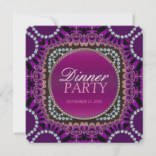 Lila exotische östliche Dinnerparty-Einladung Einladung