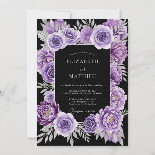 Lila exquisit Botanische Hochzeit Einladung