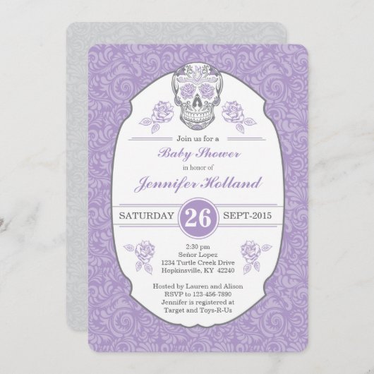 Lila extravagante einladung (Vorne/Hinten)