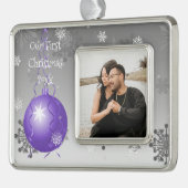 Lila Extravagante Weihnachten Gerahmte Ornamente Rahmen-Ornament Silber (Links)