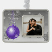 Lila Extravagante Weihnachten Gerahmte Ornamente Rahmen-Ornament Silber (Vorderseite)