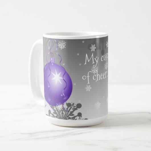 Lila Extravagante Weihnachtsschmuck Kaffee Tasse (Vorderseite Links)
