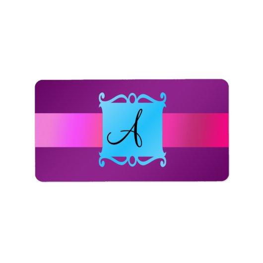 Lila extravagantes Monogramm-Emblem Adressaufkleber (Vorne)