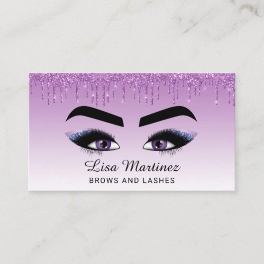 Lila Eyes Glitzer Tropfens Beauty Visitenkarte (Vorderseite)