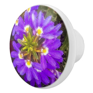 Lila Fächerblume Keramikknauf