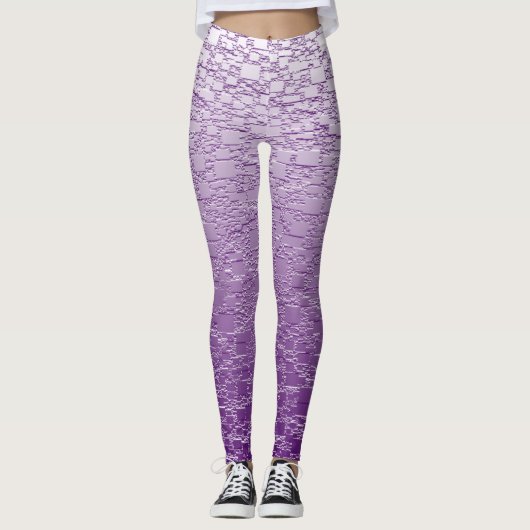 Lila Fade Mini Tile Design Leggings (Vorderseite)
