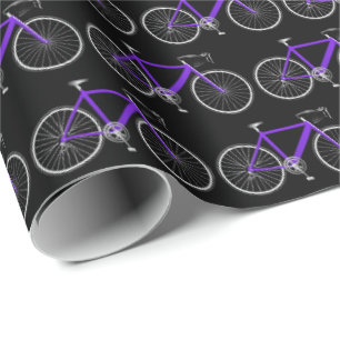 lila Fahrrad auf Schwarzpapier Geschenkpapier