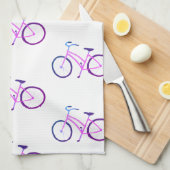 Lila Fahrräder Muster Küchentuch (Viertel Falte)