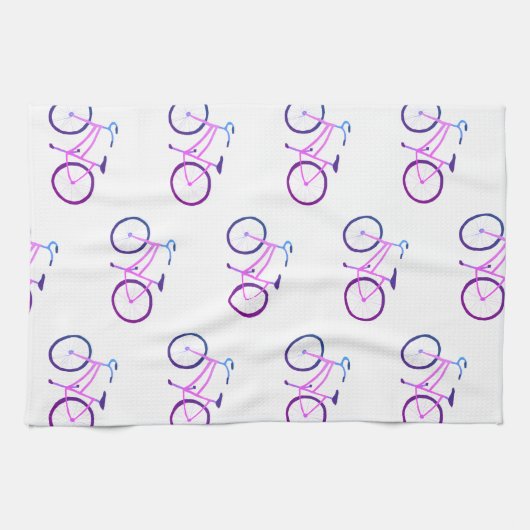 Lila Fahrräder Muster Küchentuch (Horizontal)