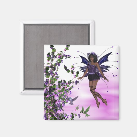 Lila Faibe mit Hummingbirds Magnet (Vorderseite/Rückseite)