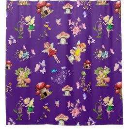 Lila Fairy Blume Schmetterling Mushroom Themed Duschvorhang