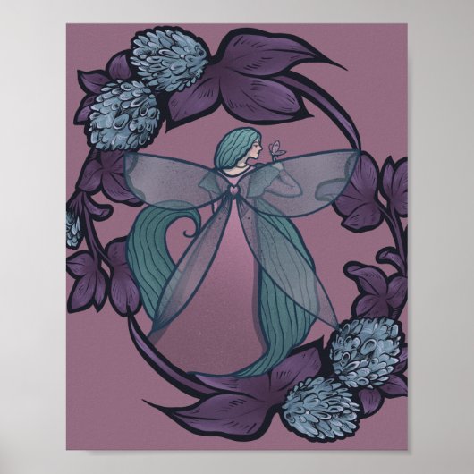 Lila Fairy Butterfly Goddess Fairies Kunst Poster (Vorne)