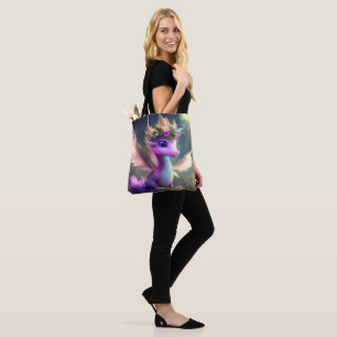 Lila Fairy Dragon (an das Wunderbare glauben) Tasche