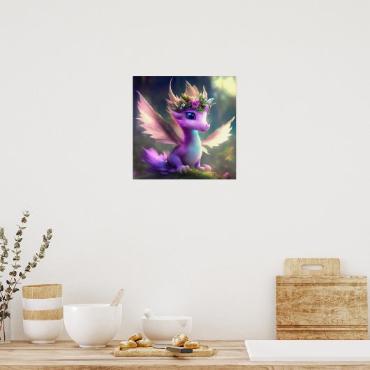 Lila Fairy Dragon Poster (Küche)