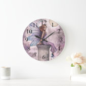 Lila Fairy Fantasy Art Clock Große Wanduhr (Zuhause)