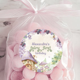 Lila Fairy First Berry First Geburtstag Runder Aufkleber
