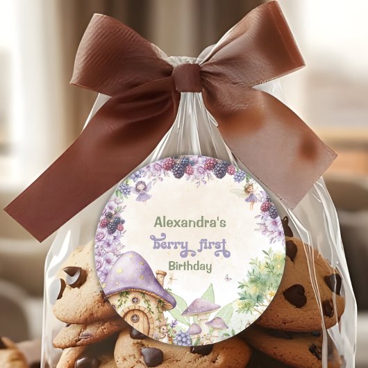 Lila Fairy First Berry First Geburtstag Runder Aufkleber