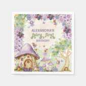 Lila Fairy First Berry First Geburtstag Serviette (Vorderseite)