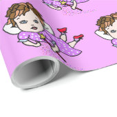 Lila Fairy Flying Gift Wrap Geschenkpapier (Rolleneckpunkt)